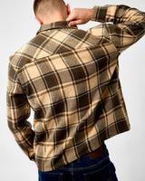 Irish Cream Beige Loan Check Twill Overshirt
