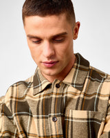 Irish Cream Beige Loan Check Twill Overshirt