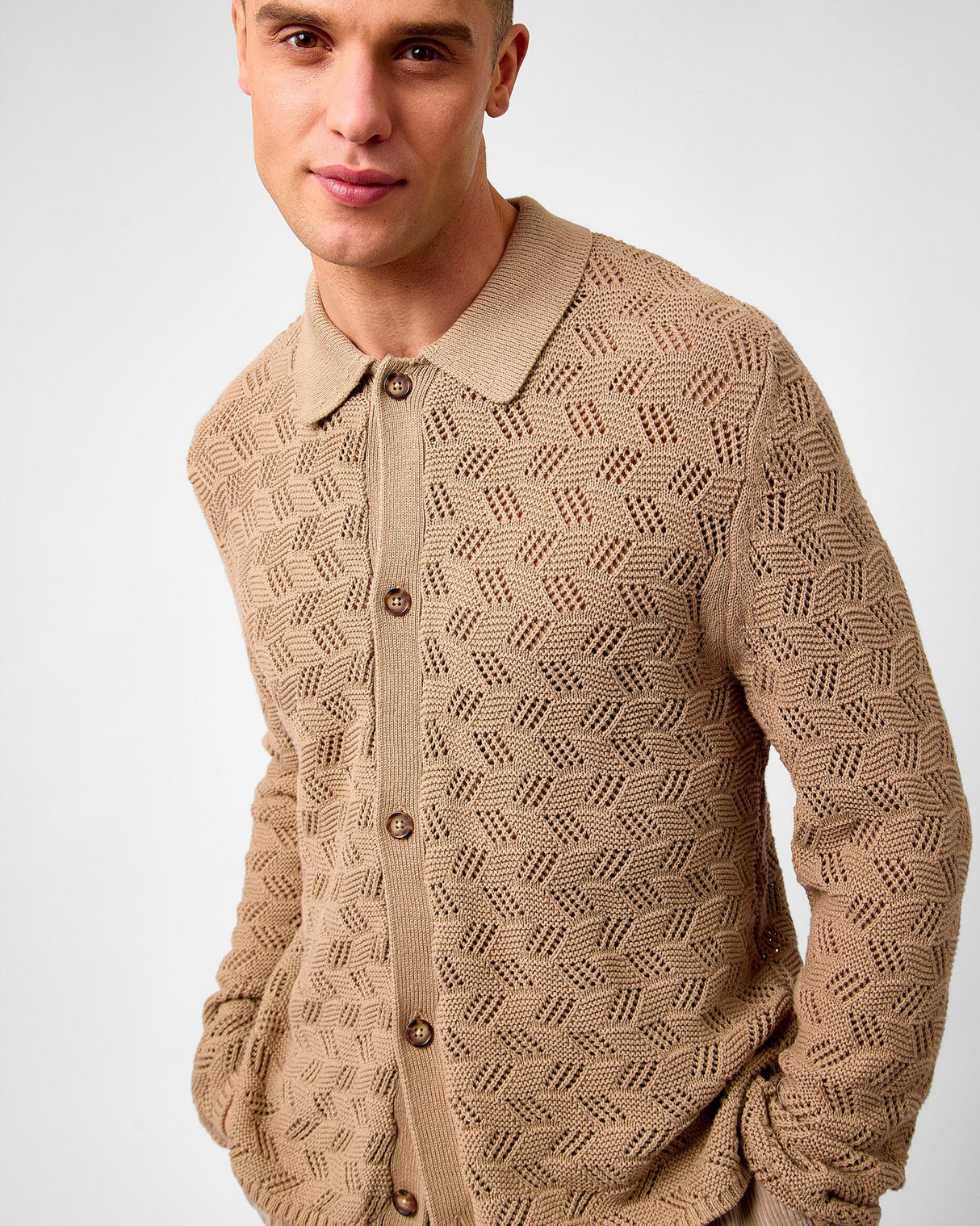 Dark-Sand-Eloi-Cotton-Knit-Shirt