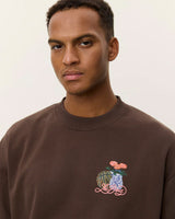 Slate Brown Cole Table Print Cotton Sweatshirt