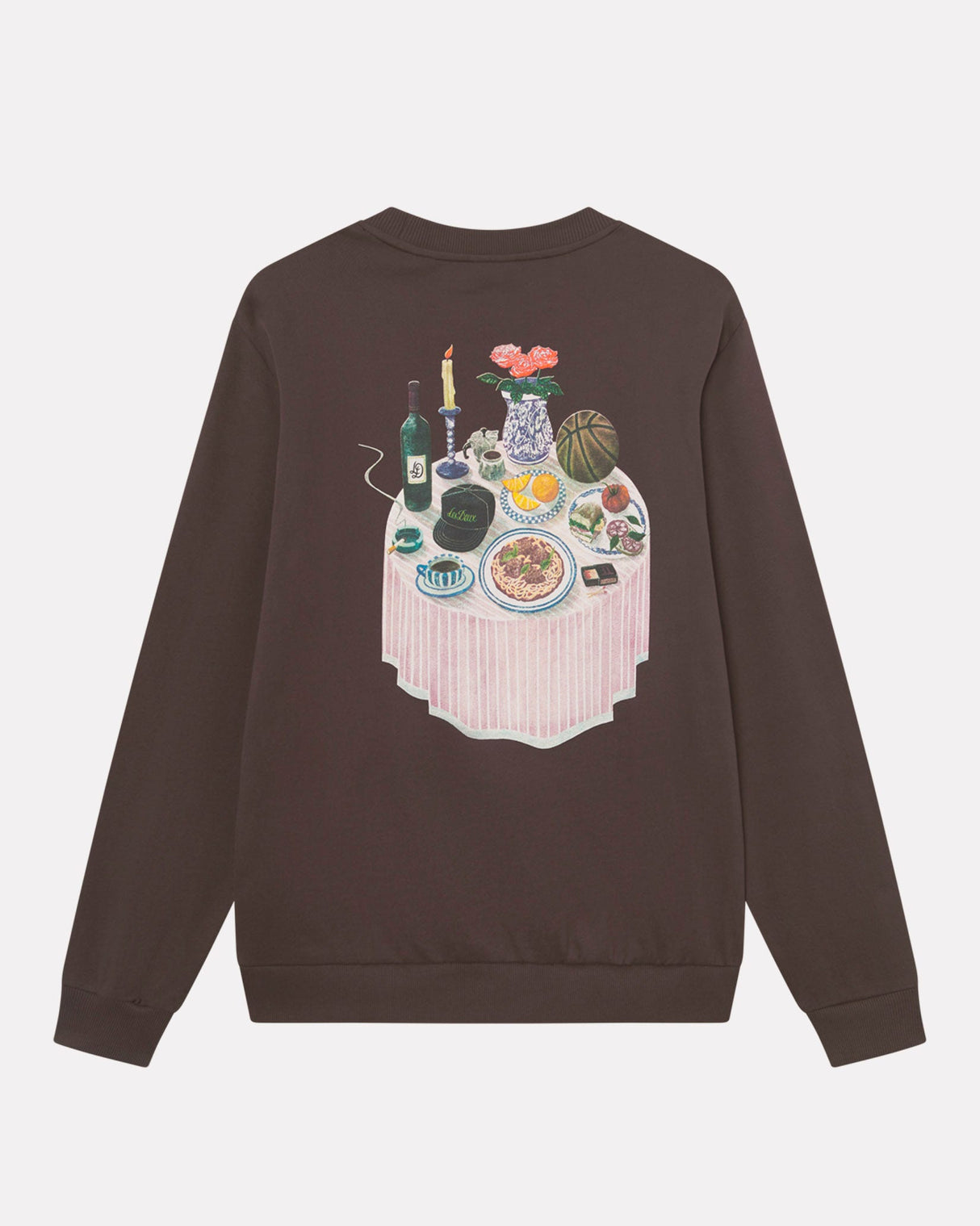 Slate Brown Cole Table Print Cotton Sweatshirt