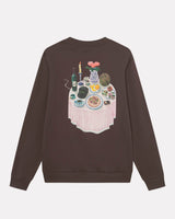 Slate Brown Cole Table Print Cotton Sweatshirt