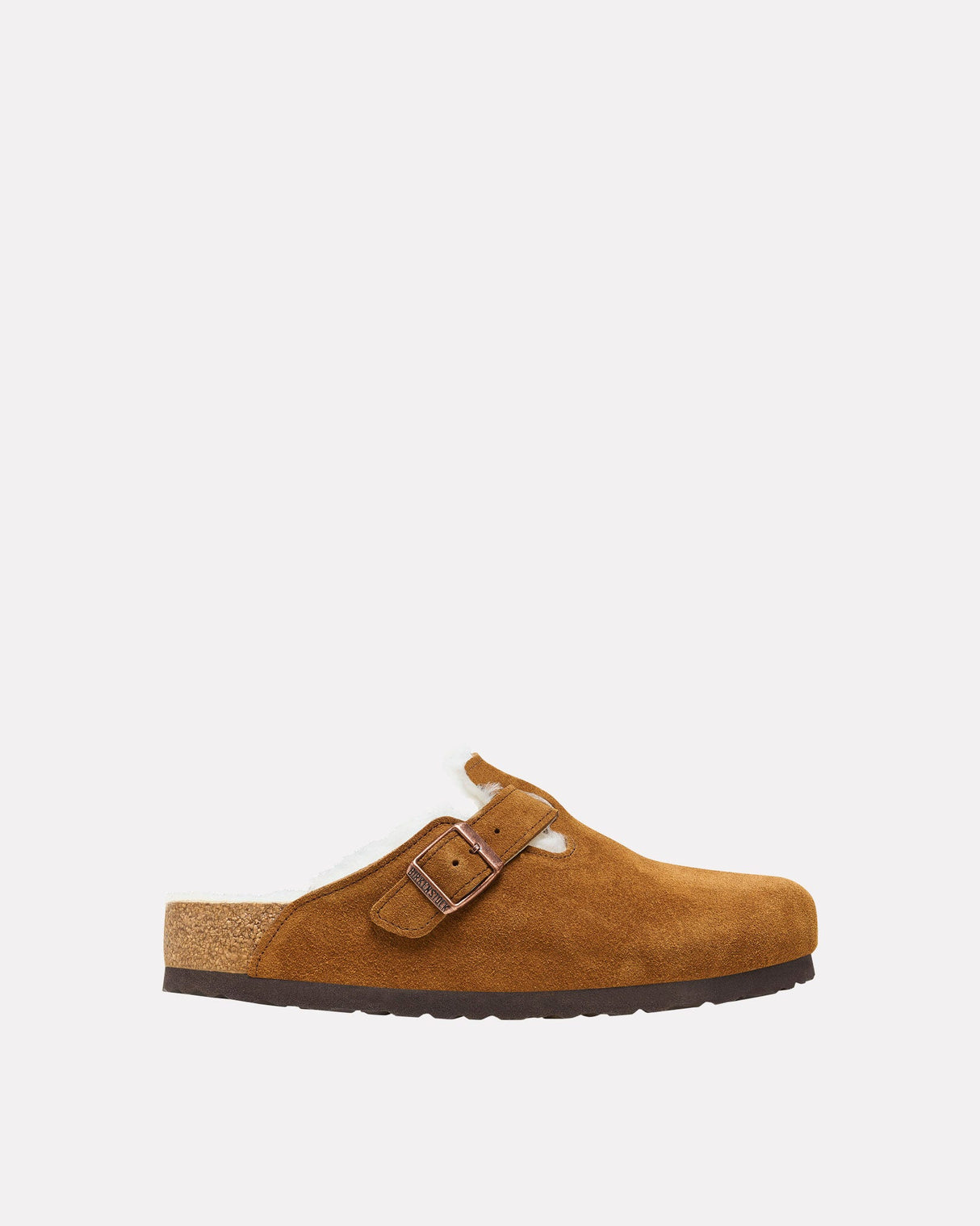 Mink Shearling Suede Boston Clog