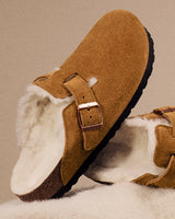 Mink Shearling Suede Boston Clog