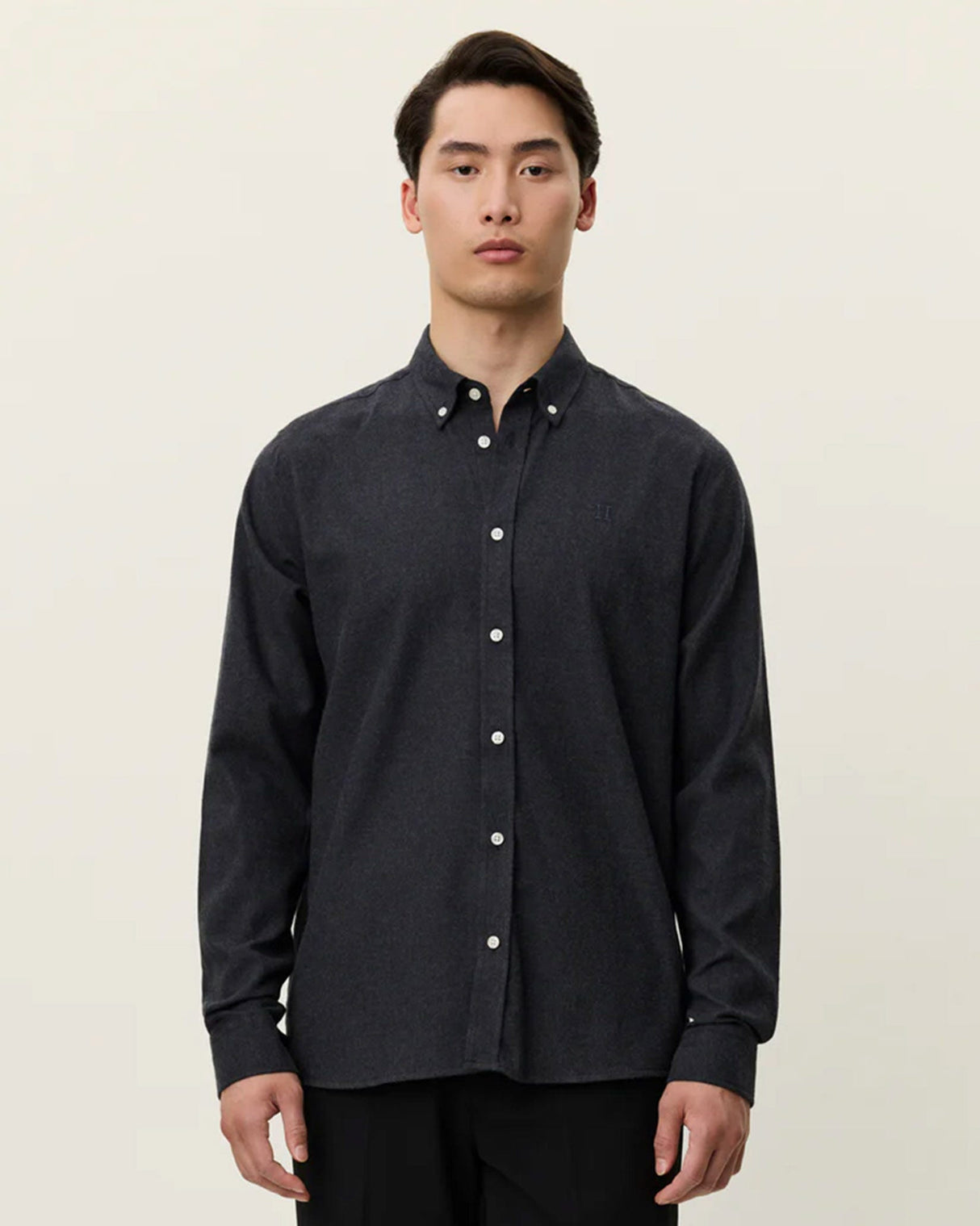 Charcoal-Melange-Desert-Brushed-Cotton-Shirt