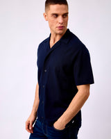 Dark Navy Emmett Arabesque Knitted Short Sleeve Shirt