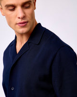 Dark Navy Emmett Arabesque Knitted Short Sleeve Shirt