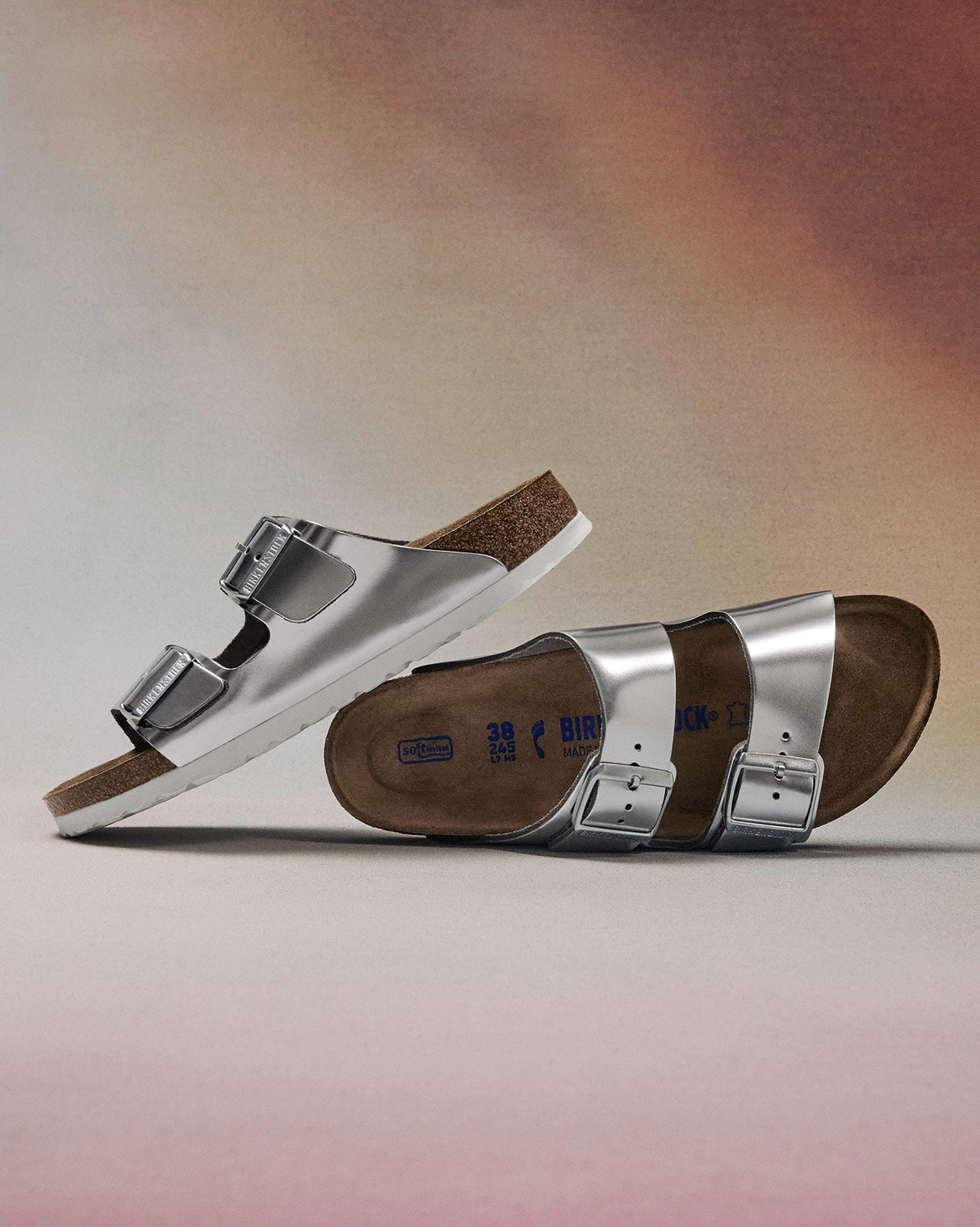 Silver Natural Leather Arizona Sandal
