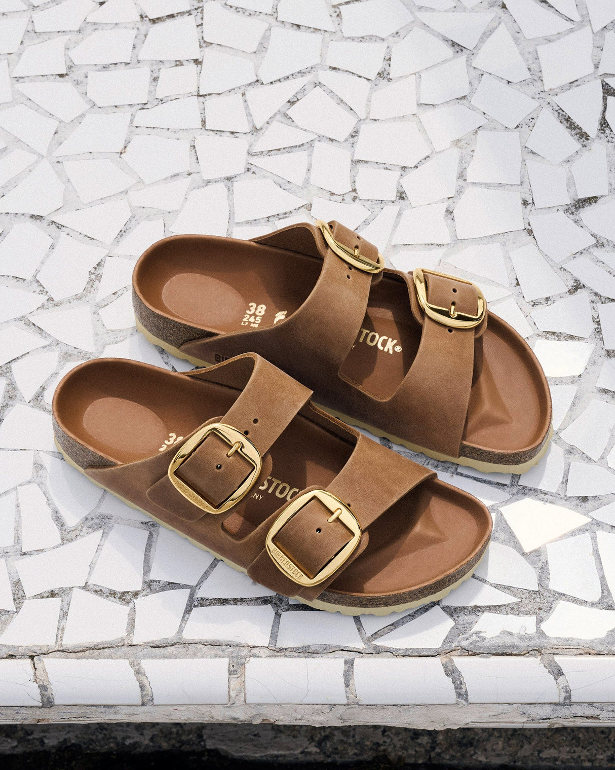 Cognac Arizona Big Buckle Sandal