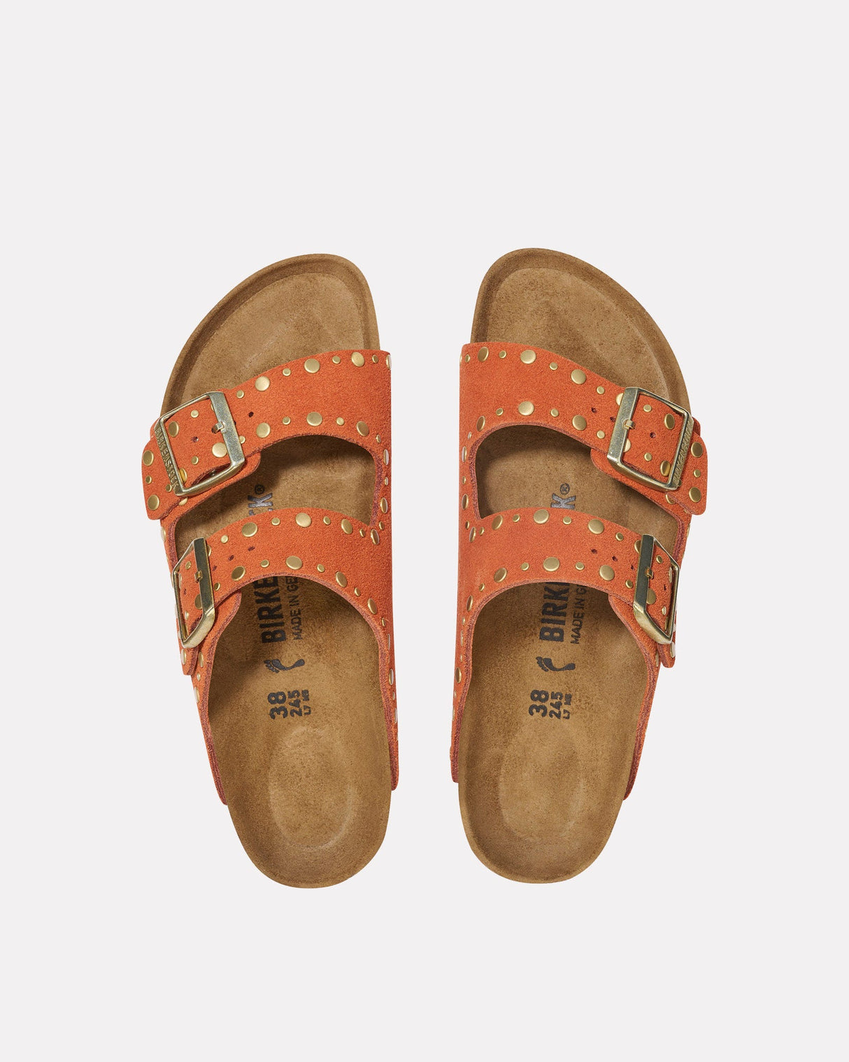 Orange Rivet Border Arizona Suede Sandal