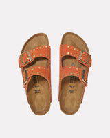 Orange Rivet Border Arizona Suede Sandal