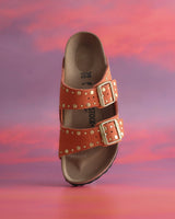 Orange Rivet Border Arizona Suede Sandal