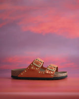 Orange Rivet Border Arizona Suede Sandal