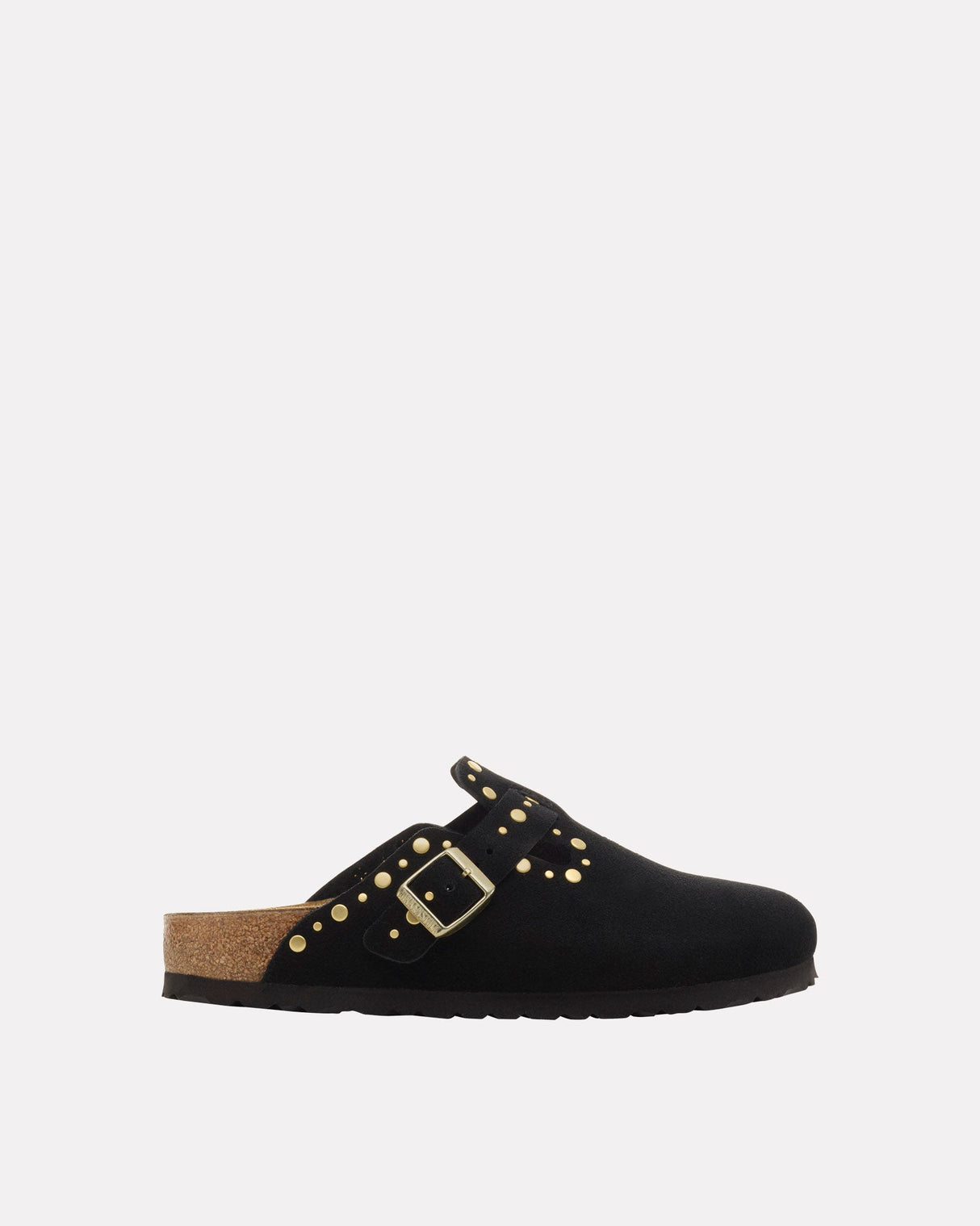 Black Rivet Suede Boston Clog