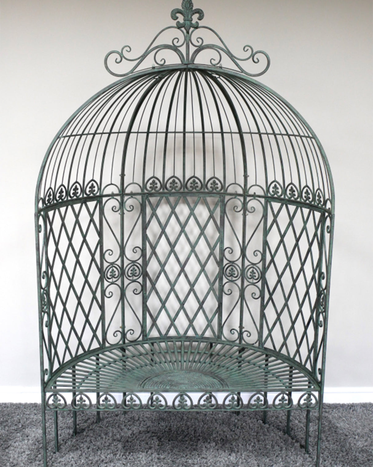 Aged Green Finish Annie Metal Arch Bench