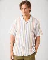 Multicolour-Vertical-Stripe-Short-Sleeve-Shirt