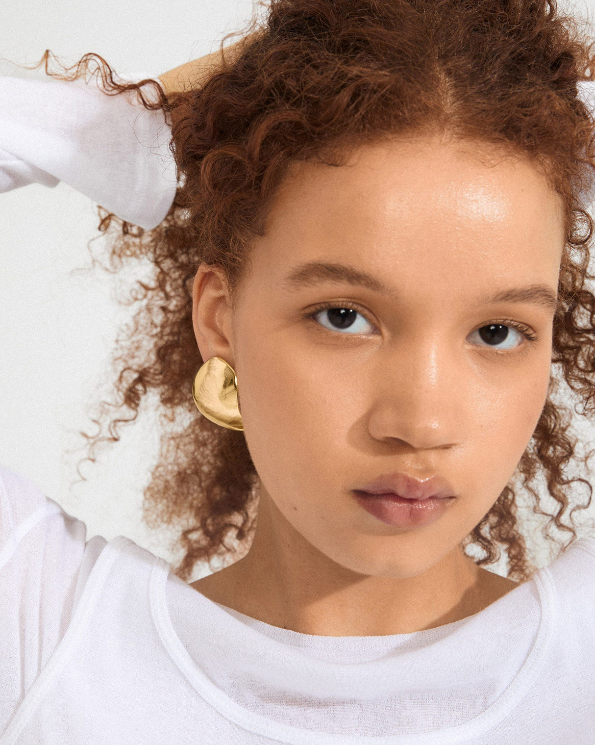 Gold Sparkle Statement Stud Earrings