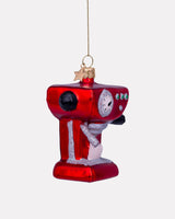 Red Coffee Machine Glass Tree Ornament