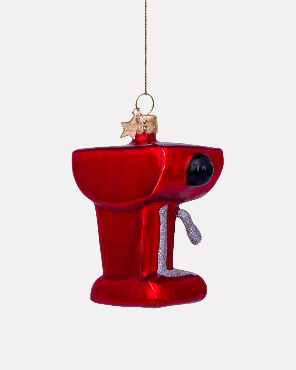 Red Coffee Machine Glass Tree Ornament