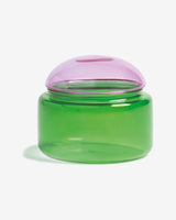Green & Lilac Puffy Glass Jar