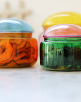 Green & Lilac Puffy Glass Jar