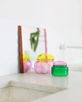 Green & Lilac Puffy Glass Jar