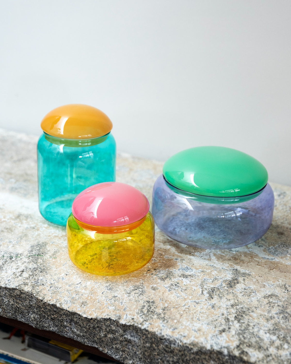 Turquoise & Orange Puffy Glass Jar