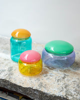 Turquoise & Orange Puffy Glass Jar