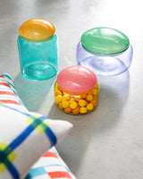 Turquoise & Orange Puffy Glass Jar