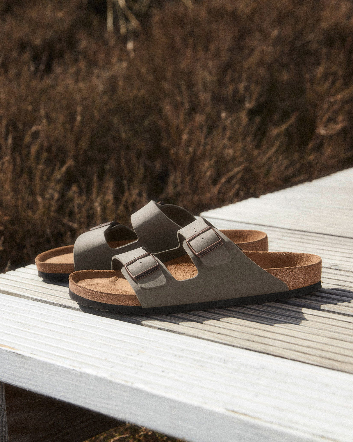 Stone Birko-Flor Leather Sandal