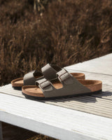 Stone Birko-Flor Leather Sandal