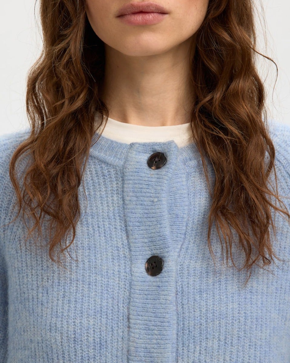 Cash Blue Lulu Alpaca Blend Short Knit Cardigan