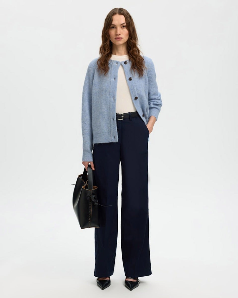 Cash Blue Lulu Alpaca Blend Short Knit Cardigan