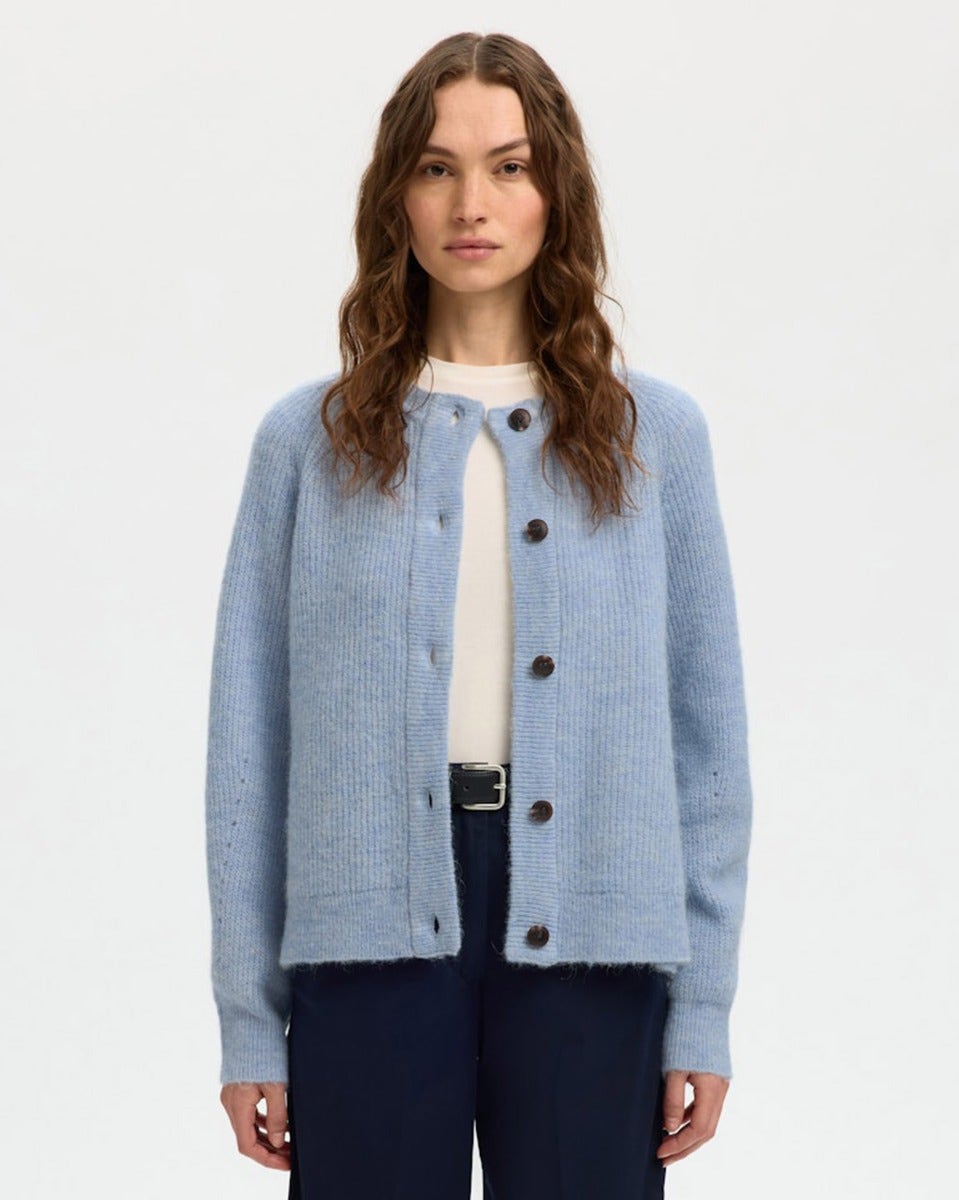 Cash Blue Lulu Alpaca Blend Short Knit Cardigan