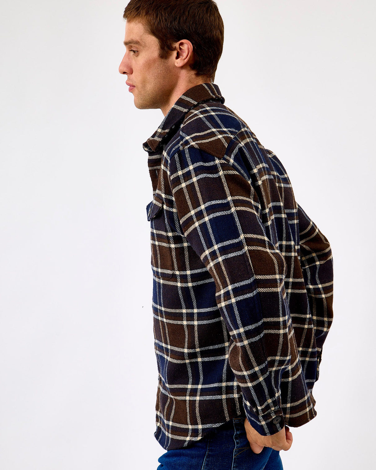 Dark-Brown-Melange-Wool-Blend-Overshirt
