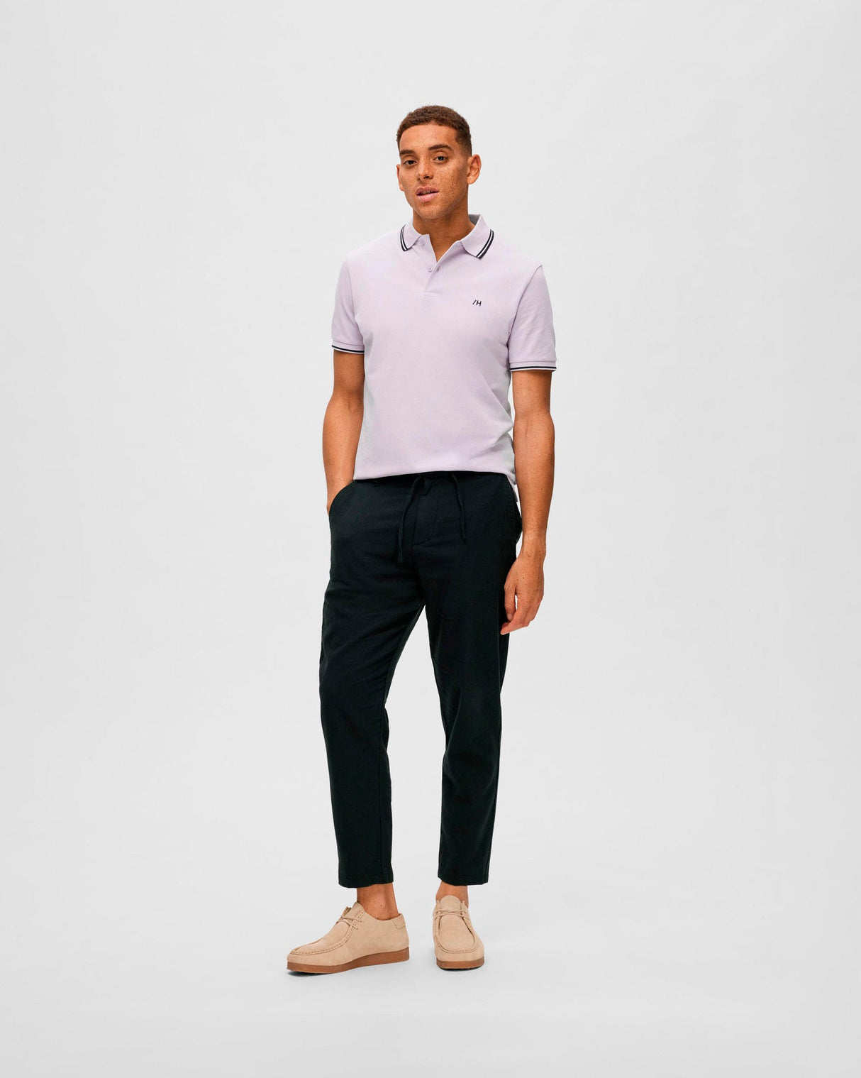 Black Brody Slim Fit Tapered Linen Pants