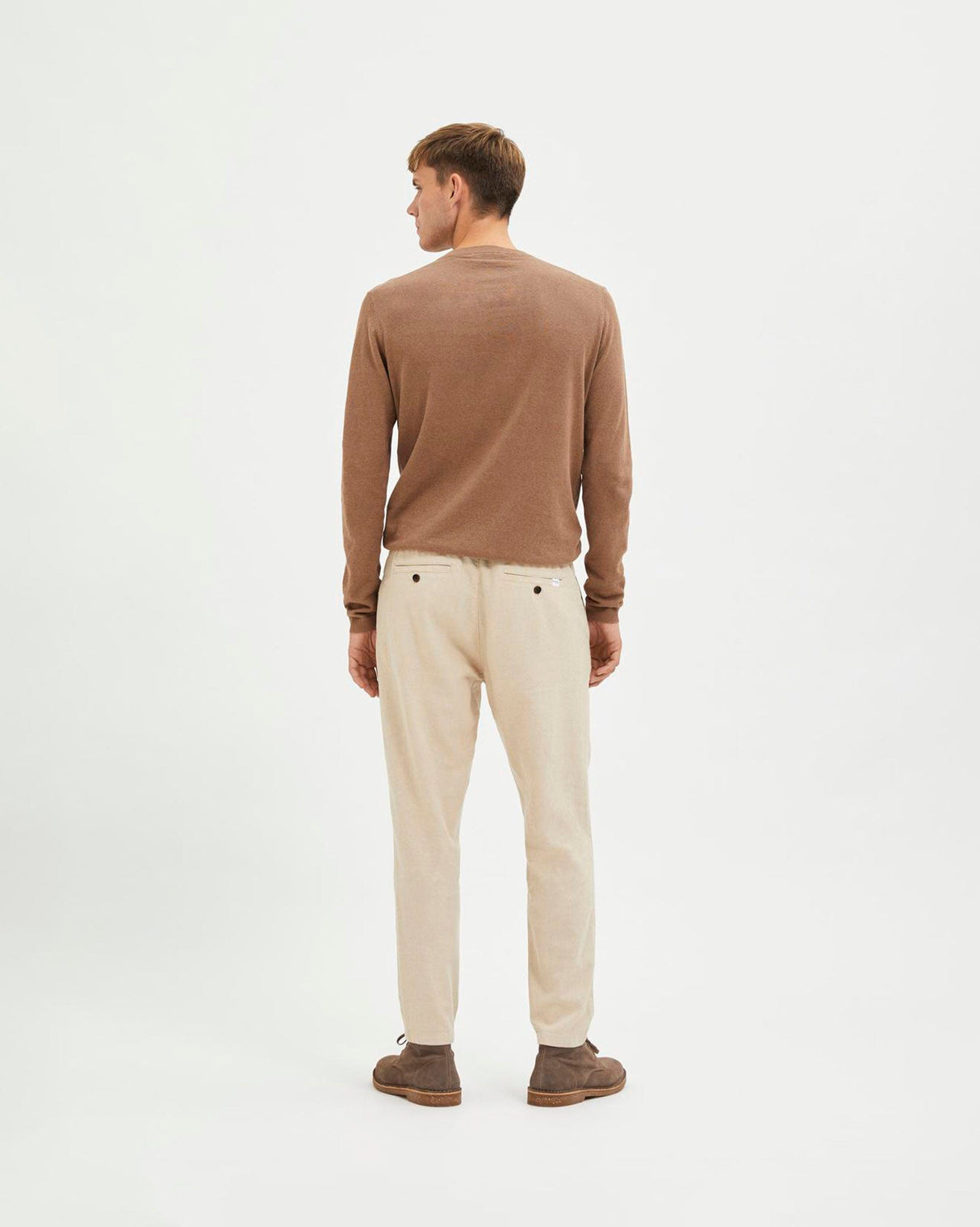 Oatmeal Brody Slimtape Linen Blend Pants