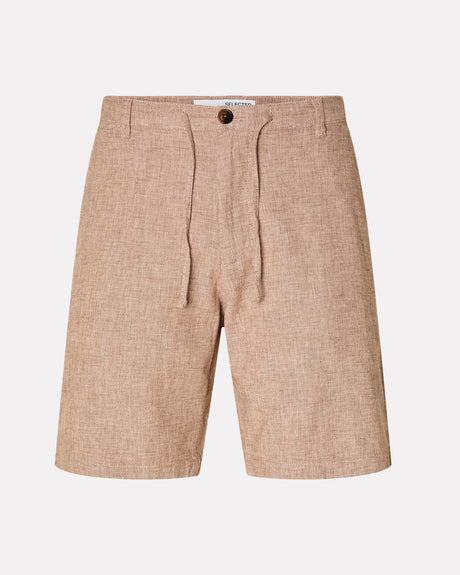 Toffee-Oatmeal-Brody-Regular-Fit-Linen-Shorts