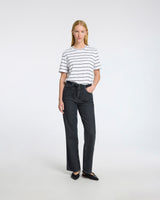Black Essential Thin Striped Boxy T-Shirt