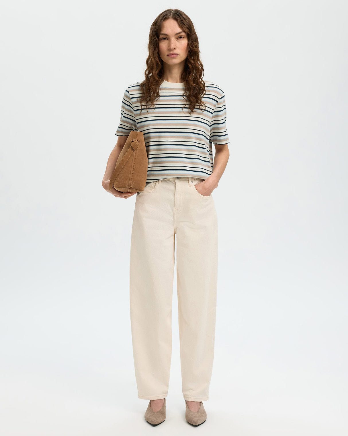 Cash Blue Multi Essential Striped Boxy T-Shirt