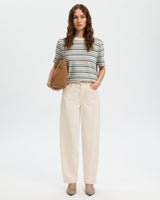 Cash Blue Multi Essential Striped Boxy T-Shirt