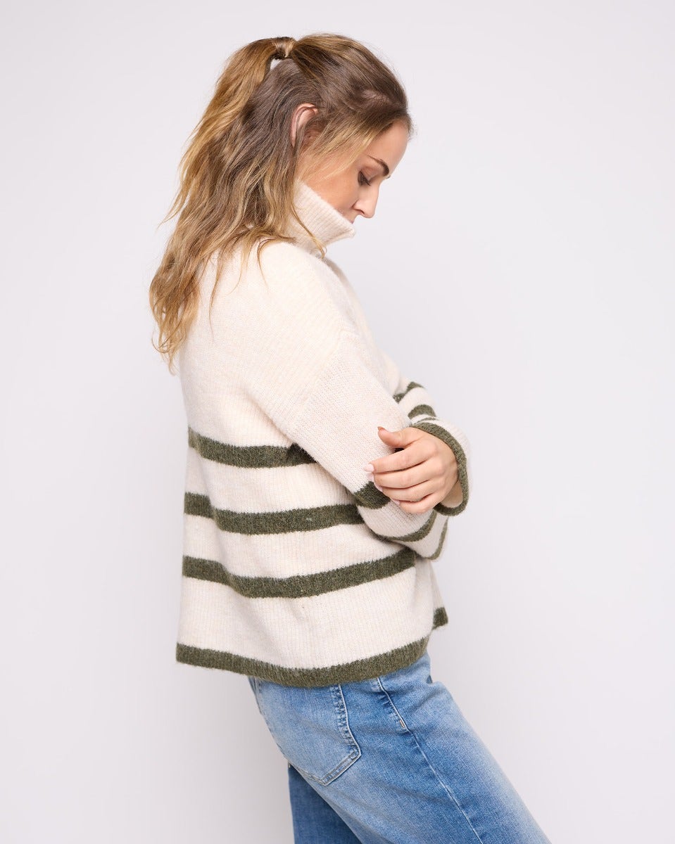 Kalamata Stripe Maline Half Zip Knit Jumper