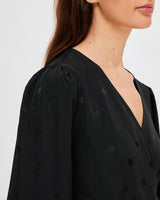 Black Ludwika Satin Wrap Top