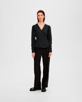 Black Ludwika Satin Wrap Top