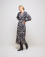 Java Justine Print Long Sleeve Ankle Wrap Dress