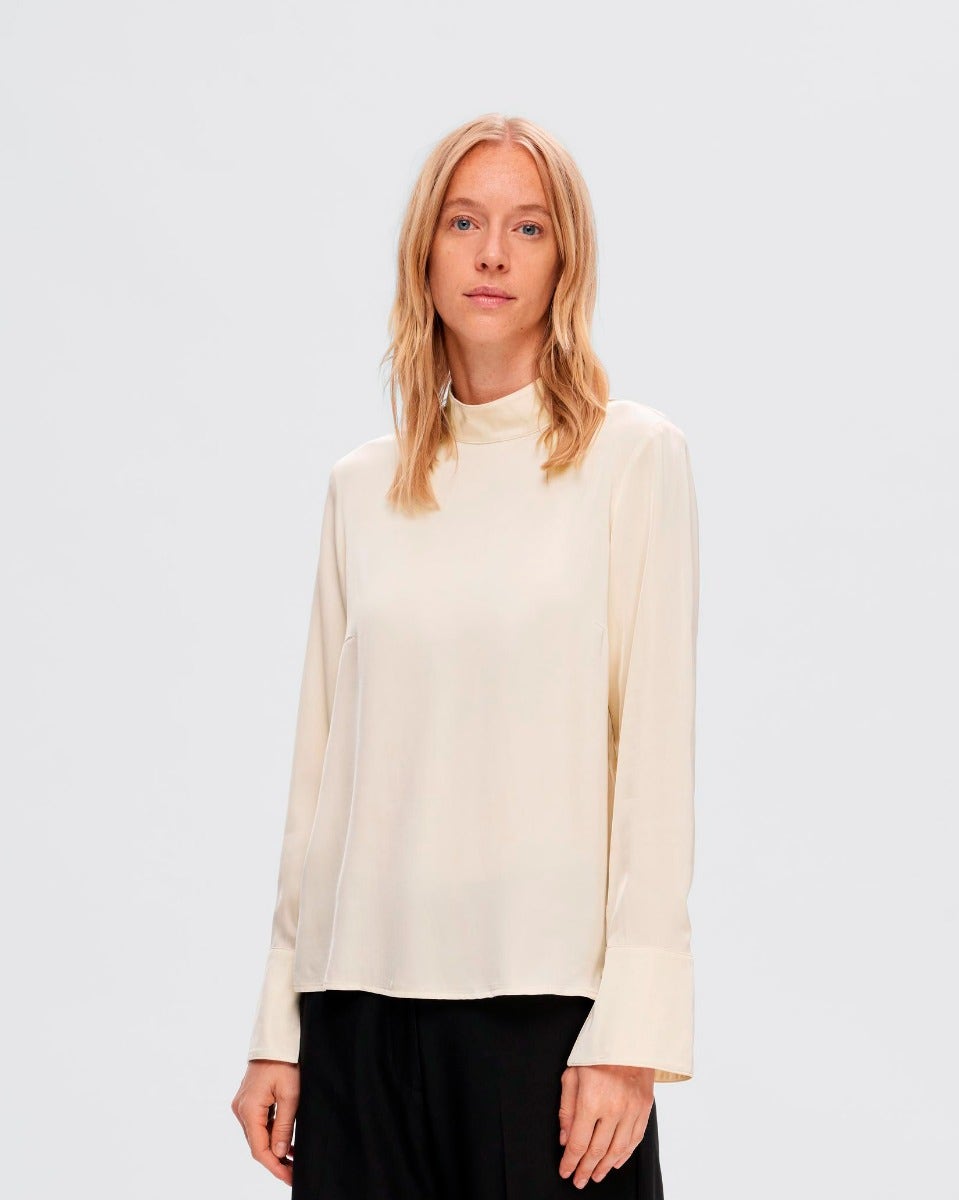 Birch Ivy Long Sleeve Satin Top