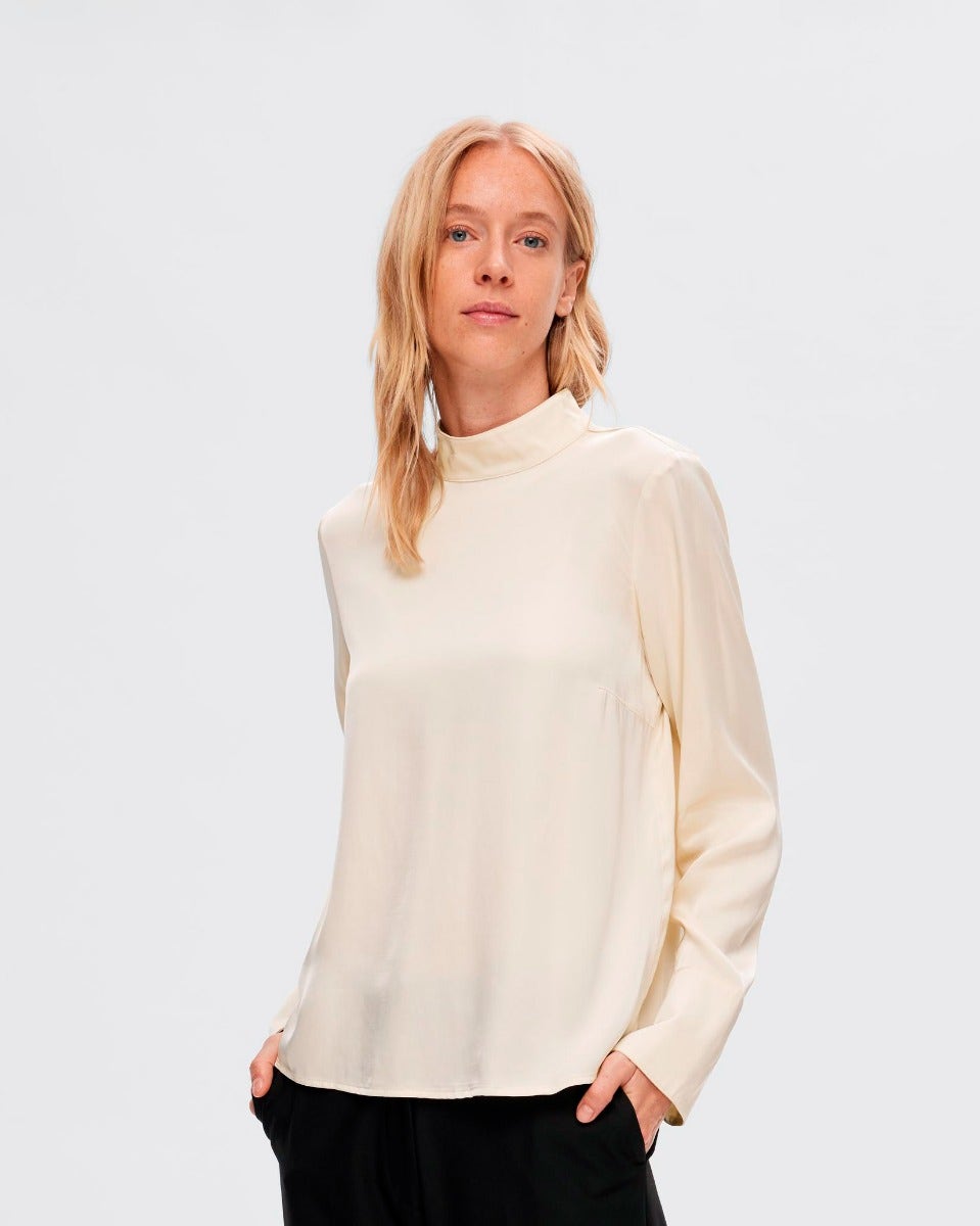 Birch Ivy Long Sleeve Satin Top