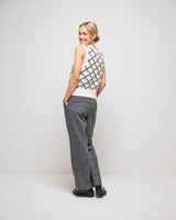 Dark Grey Hera Wool Blend High Waisted Wide Pant