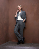 Dark Grey Hera Wool Blend High Waisted Wide Pant