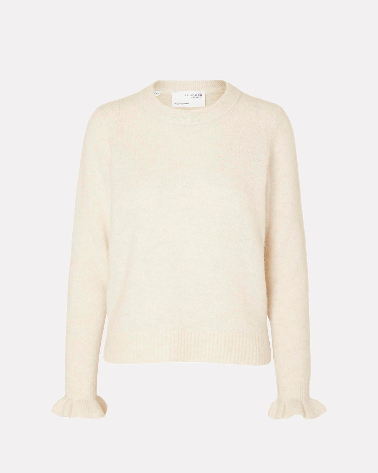 Birch Sia Frill Cuff O-Neck Knit Jumper